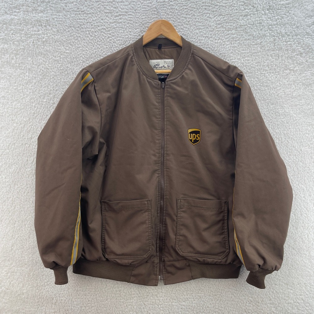 Vintage G.A. Rivers UPS Uniform Bomber Jacket Mens XL Brown Thinsulate Mail